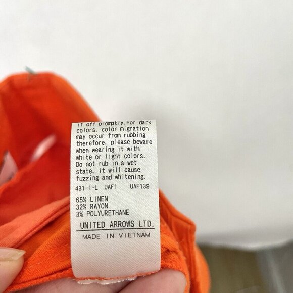 United Arrows Linen Blend Straight Leg Trouser Pants Colorful Orange size 24 - Picture 9 of 9